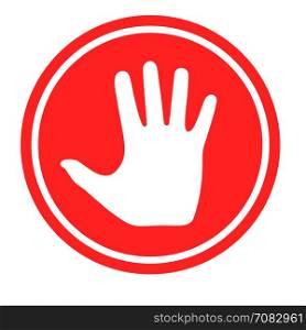 Stop sign with human hand.. Stop sign with human hand. Warning symbol, hazardous icon