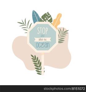 Stop sign with life"e lettering. Summer beach days concept illustration 