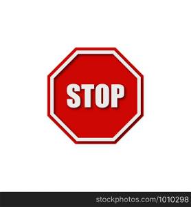 stop sign with shadow in flat style, vector. stop sign with shadow in flat style