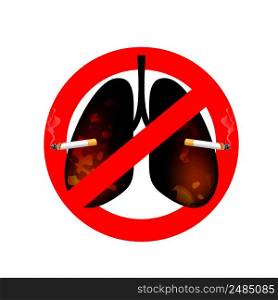 Stop smoking, World no tobacco day. Smoking is harmful to human lungs. Resulting in organ damage and premature. Illustration.