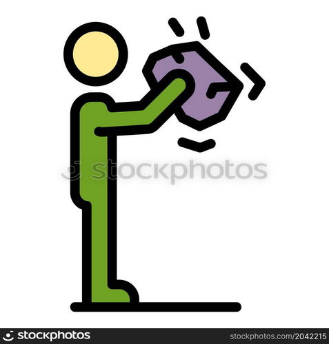 Stop society violence icon. Outline stop society violence vector icon color flat isolated. Stop society violence icon color outline vector