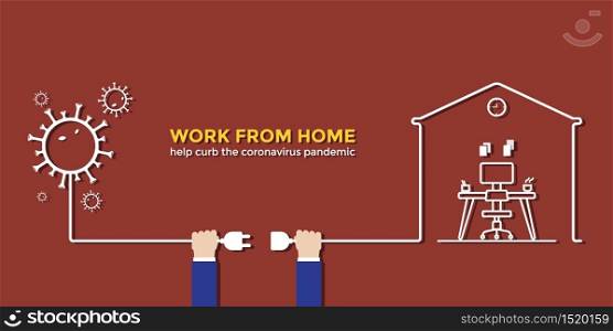 Stop the virus spread. Work from home to help curb the coronavirus pandemic.