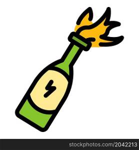 Stop violence fire bottle icon. Outline stop violence fire bottle vector icon color flat isolated. Stop violence fire bottle icon color outline vector