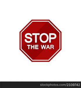 Stop war sign on red background. Vector icon.