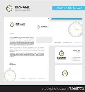 Stop watch Business Letterhead, Envelope and visiting Card Design vector template