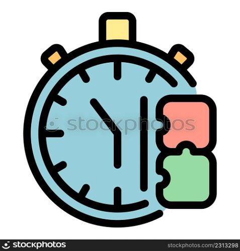 Stopwatch adaptation icon. Outline stopwatch adaptation vector icon color flat isolated. Stopwatch adaptation icon color outline vector