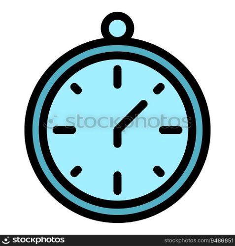 Stopwatch duration icon outline vector. Hour timer. Date general color flat. Stopwatch duration icon vector flat