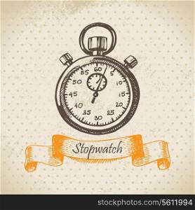 Stopwatch. Hand drawn illustration