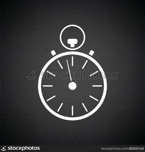 Stopwatch icon. Black background with white. Vector illustration.