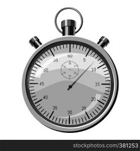 Stopwatch icon. Gray monochrome illustration of stopwatch vector icon for web design. Stopwatch icon, gray monochrome style