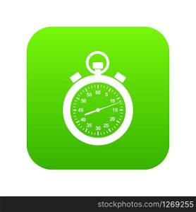 Stopwatch icon green vector isolated on white background. Stopwatch icon green vector