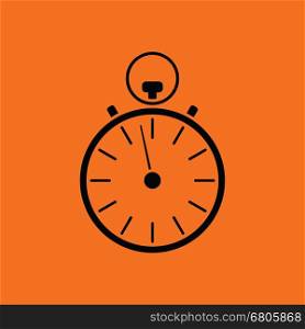 Stopwatch icon. Orange background with black. Vector illustration.