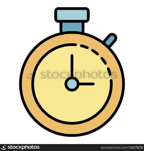 Stopwatch icon. Outline stopwatch vector icon color flat isolated. Stopwatch icon color outline vector