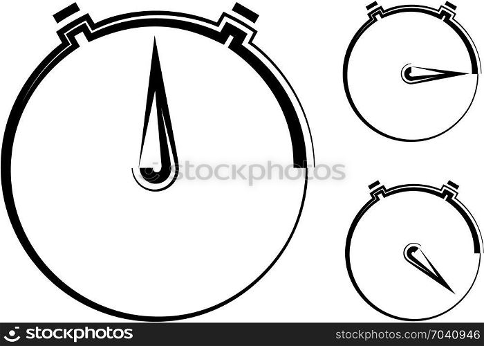 Stopwatch Icon, Timer, Clock Design Vector Art Illustration