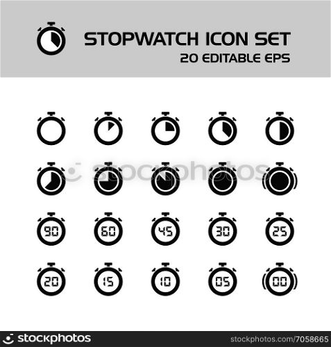 Stopwatch icons set on a white background. Vector illustration