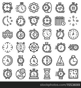 Stopwatch icons set. Outline set of stopwatch vector icons for web design isolated on white background. Stopwatch icons set, outline style