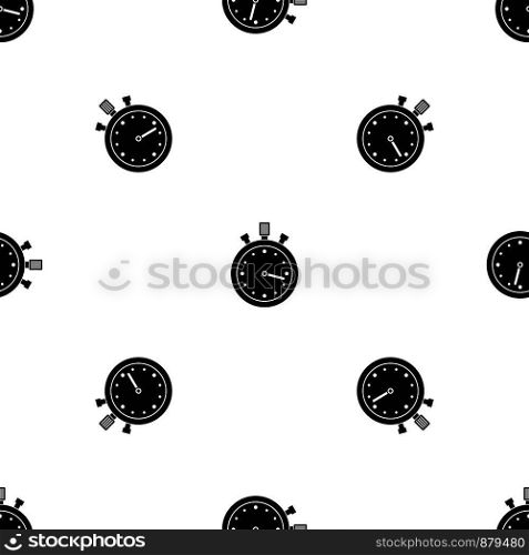 Stopwatch pattern repeat seamless in black color for any design. Vector geometric illustration. Stopwatch pattern seamless black