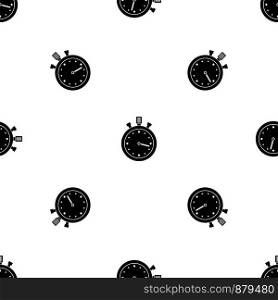 Stopwatch pattern repeat seamless in black color for any design. Vector geometric illustration. Stopwatch pattern seamless black