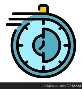 Stopwatch running icon. Outline stopwatch running vector icon color flat isolated. Stopwatch running icon color outline vector