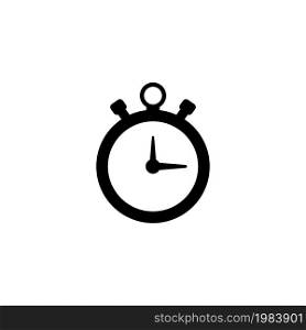 Stopwatch, Sports Timer, Countdown Clock. Flat Vector Icon illustration. Simple black symbol on white background. Stopwatch, Sports Timer, Countdown sign design template for web and mobile UI element. Stopwatch, Sports Timer Flat Vector Icon