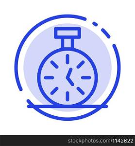 Stopwatch, Time, Timer, Count Blue Dotted Line Line Icon
