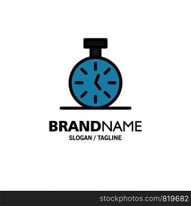 Stopwatch, Time, Timer, Count Business Logo Template. Flat Color