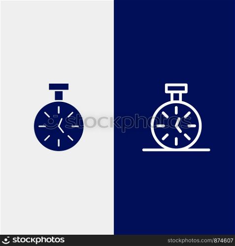 Stopwatch, Time, Timer, Count Line and Glyph Solid icon Blue banner Line and Glyph Solid icon Blue banner