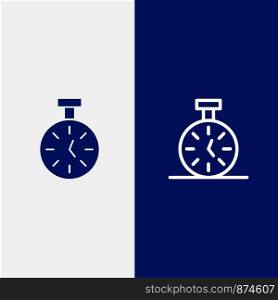 Stopwatch, Time, Timer, Count Line and Glyph Solid icon Blue banner Line and Glyph Solid icon Blue banner