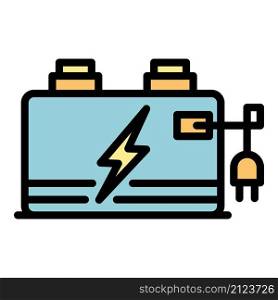 Storage battery icon. Outline storage battery vector icon color flat isolated. Storage battery icon color outline vector