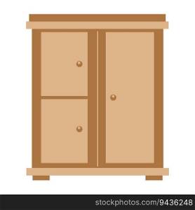 Storage furniture set in the living room. Brown cabinet with legs. Interior design concept. Vector flat illustration.  