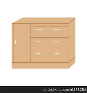 Storage furniture set in the living room. Chest of drawers with drawers and a door. Interior design concept. Vector flat illustration.  