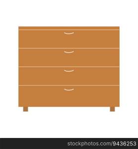 Storage furniture set in the living room. Chest of drawers with drawers. Interior design concept. Vector flat illustration.

