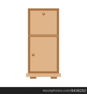 Storage furniture set in the living room. High chest of drawers with doors. Interior design concept. Vector flat illustration.  