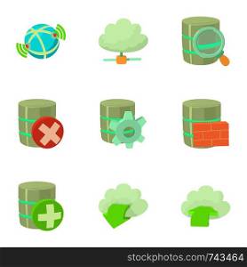 Storage interface icons set. Cartoon set of 9 storage interface vector icons for web isolated on white background. Storage interface icons set, cartoon style