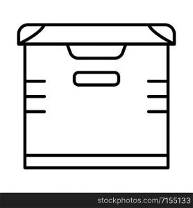 Storage linear icon. Chest. Box for storing goods. Allocated space in warehouse for keeping things. Thin line illustration. Contour symbol. Vector isolated outline drawing. Editable stroke