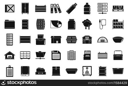 Storage warehouse icons set. Simple set of storage warehouse vector icons for web design on white background. Storage warehouse icons set, simple style
