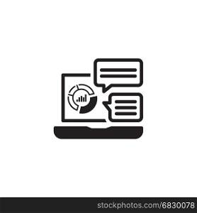 Store Analytics Icon. Flat Design.. Store Analytics Icon. Business and Finance. Isolated Illustration. Laptop with analytical charts and comments.