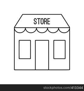 Store building line icon, thin contour on white background. Store building line icon