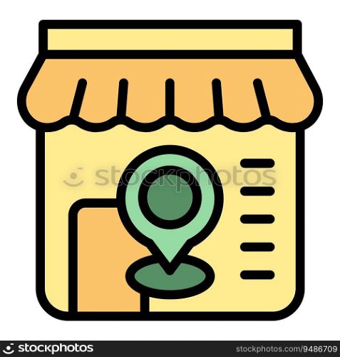 Store button icon outline vector. Shop mall. Pin point color flat. Store button icon vector flat