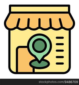 Store button icon outline vector. Shop mall. Pin point color flat. Store button icon vector flat