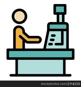 Store cashier icon. Outline store cashier vector icon color flat isolated. Store cashier icon color outline vector