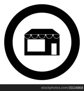 Store icon black color in circle vector illustration isolated