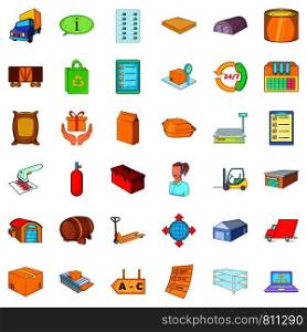 Store icons set. Cartoon style of 36 store vector icons for web isolated on white background. Store icons set, cartoon style