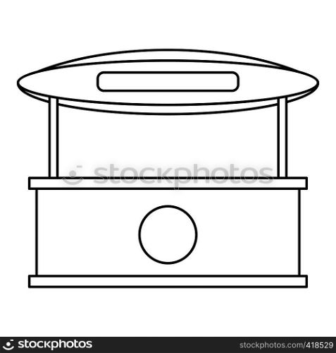 Store kiosk with awning icon. Outline illustration of store kiosk with awning vector icon for web. Store kiosk with awning icon, outline style