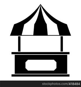 Store kiosk with striped awning icon. Simple illustration of store kiosk with striped awning vector icon for web. Store kiosk with striped awning icon, simple style