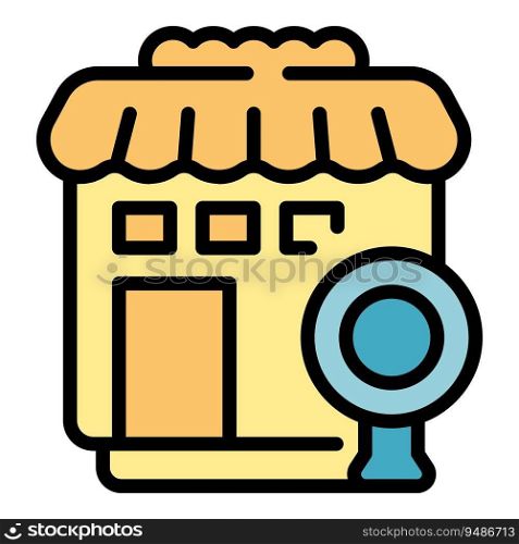 Store location icon outline vector. Shop map. Mall button color flat. Store location icon vector flat