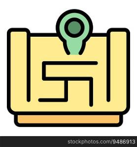 Store location icon outline vector. Shop map. Point market color flat. Store location icon vector flat