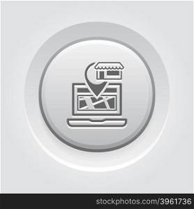 Store Location Icon. Store Location Icon. Business Concept. Grey Button Design