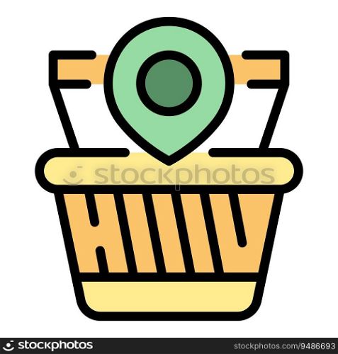 Store locator icon outline vector. Shop map. Pin point color flat. Store locator icon vector flat