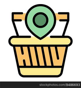 Store locator icon outline vector. Shop map. Pin point color flat. Store locator icon vector flat